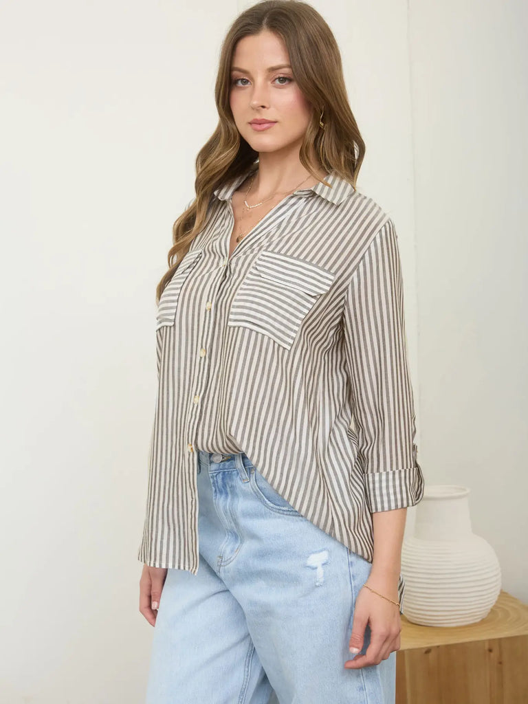 Stripe Collared Lightweight Shirt