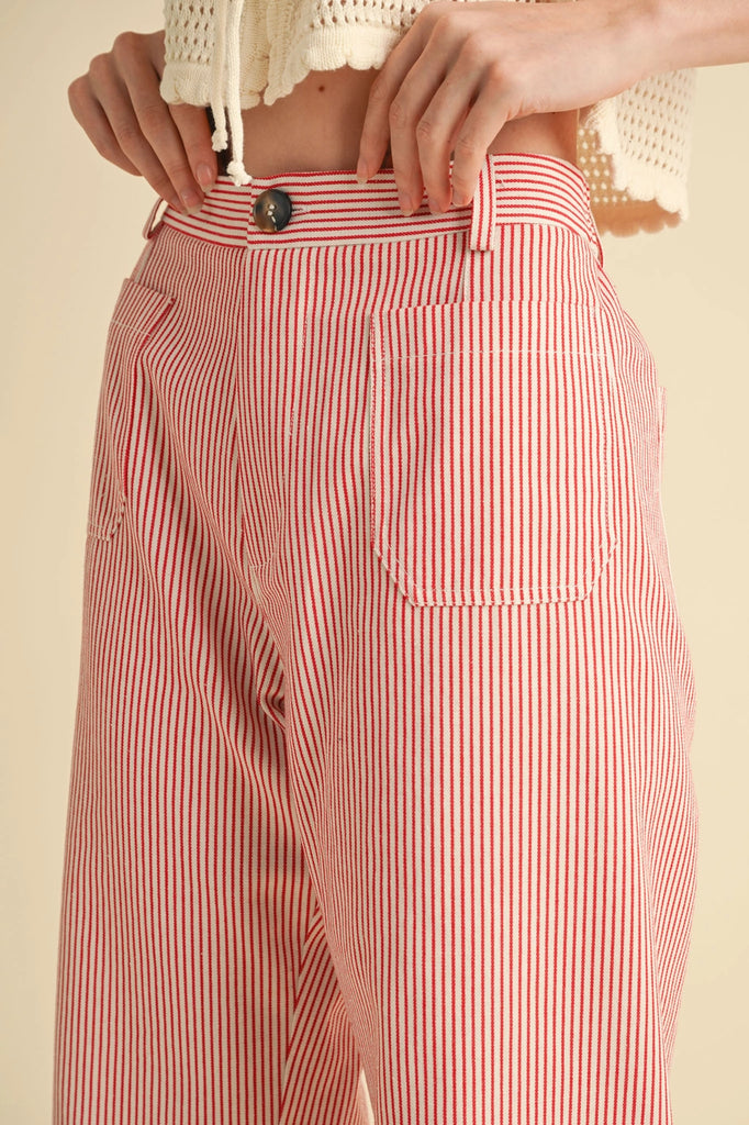Striped High Waist Wide Leg Pants