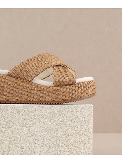 The Fresno Camel Raffia Platform Sandal