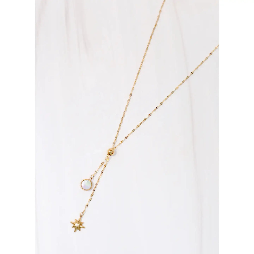 Borden Drop Charm Necklace Gold