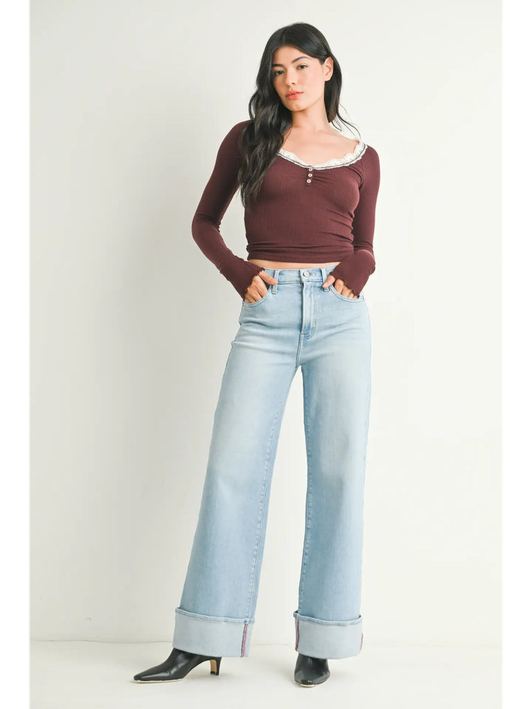 Cuffed Palazzo Jeans
