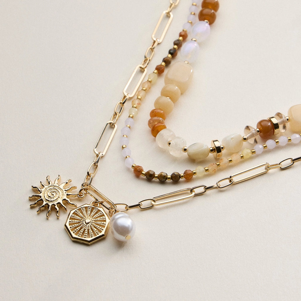 Layered Beaded and Chain Necklace