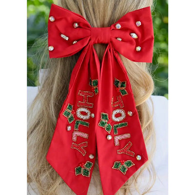 Holly Jolly Hair Bow Red