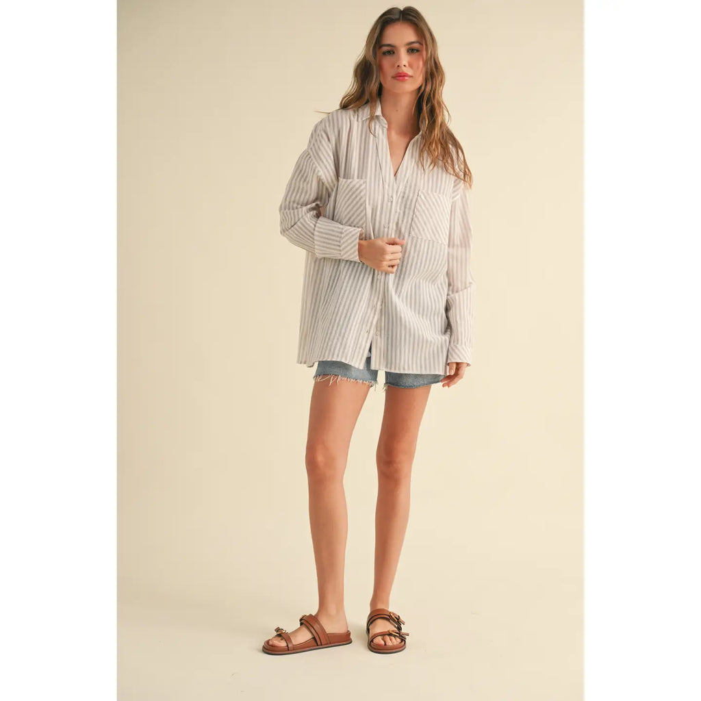 Zara Striped Pattern Button Down Shirts