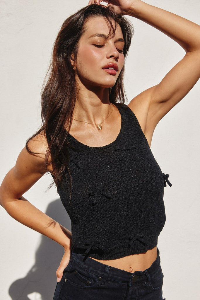 Bow Tie Sleeveless Knitted Top