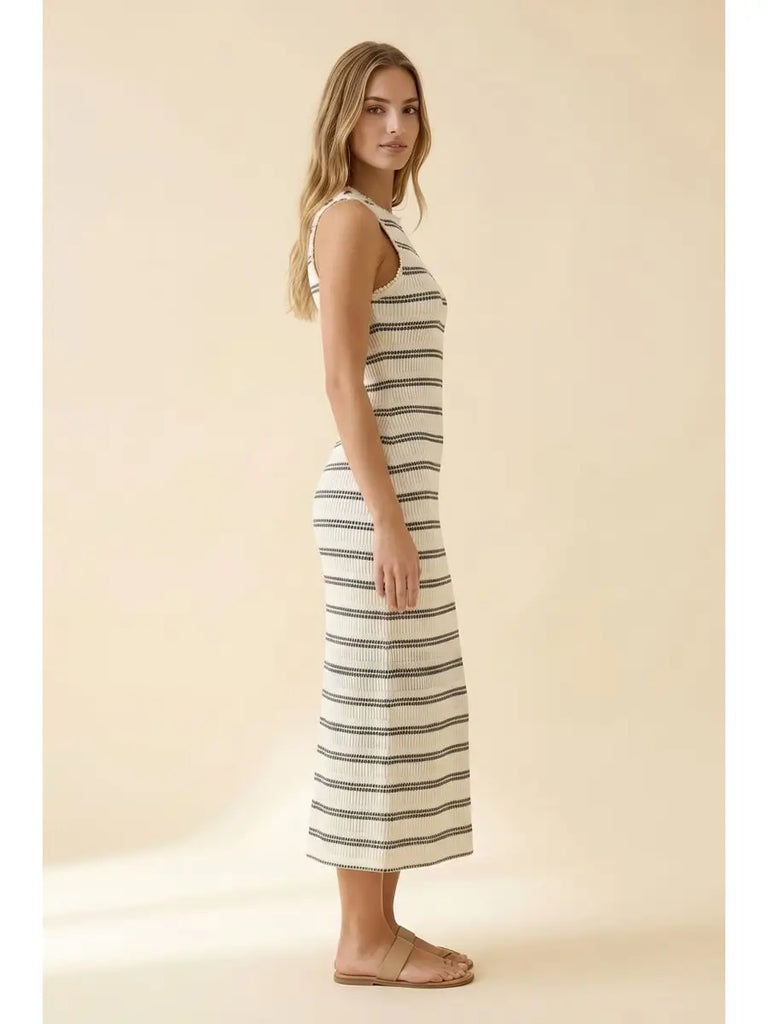 Sydney Stripe Stretch Midi Dress