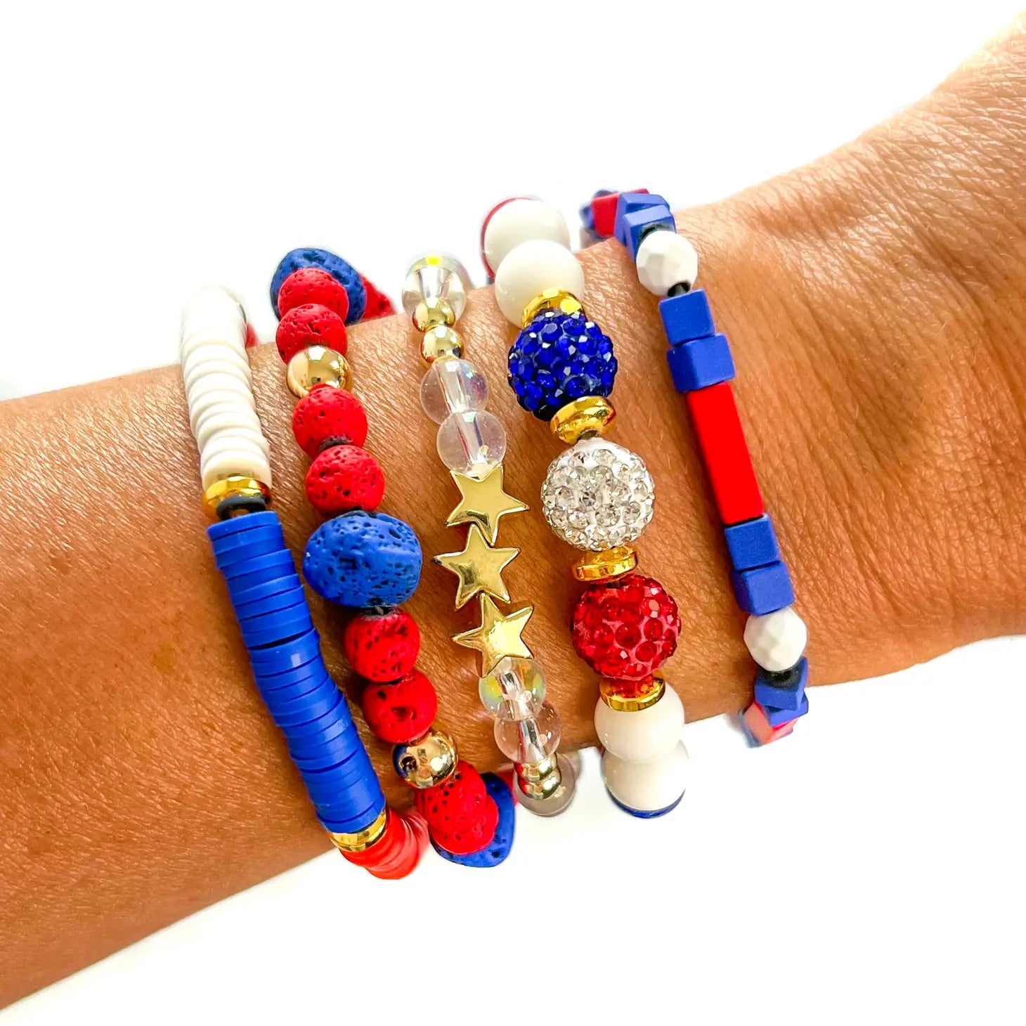 Clear Stars 4th of July 5pc Bracelet Stack