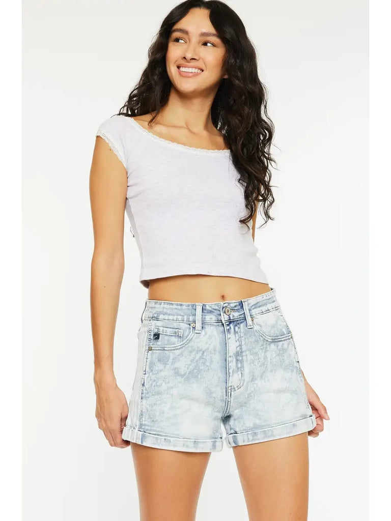 Evelyn Light Wash Denim Shorts