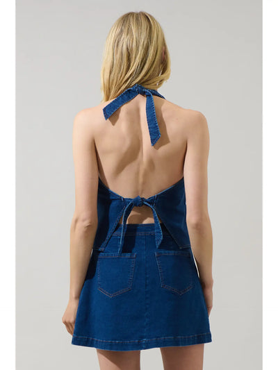 Lavinia Denim Halter Neck Top
