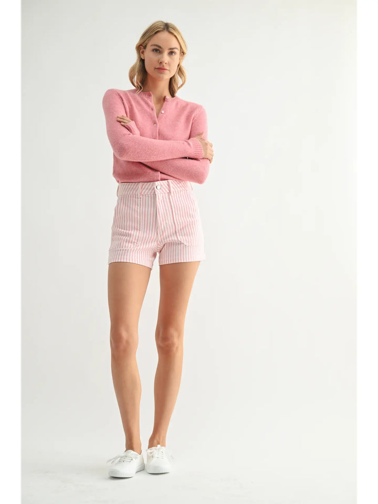 Pink Stripe High Rise Short