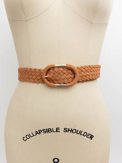 Braided Suede Oval Buckle Belt