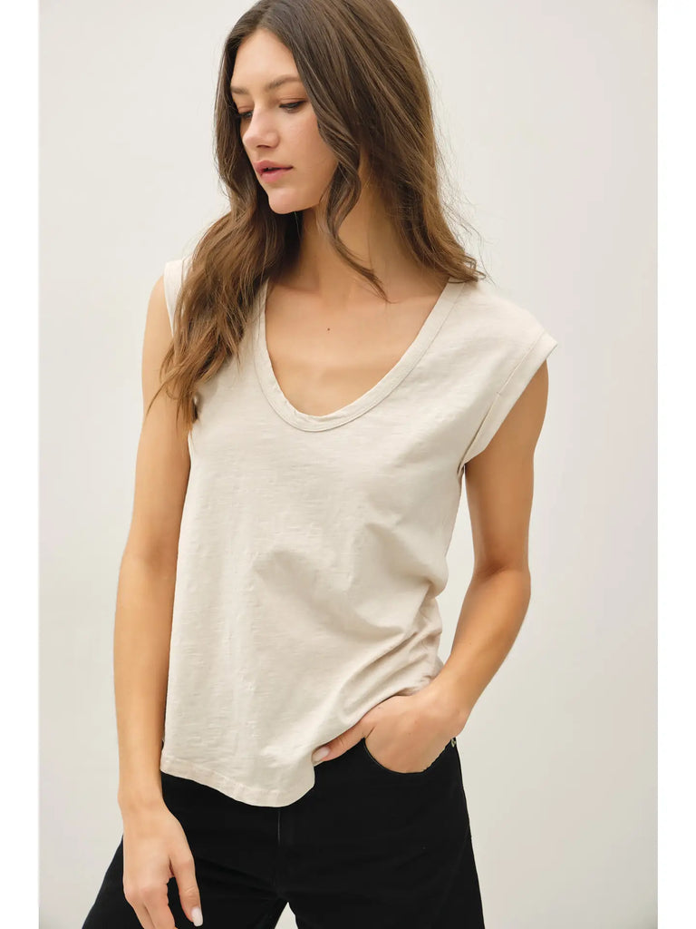 Cap Sleeve Garment Dyed Top