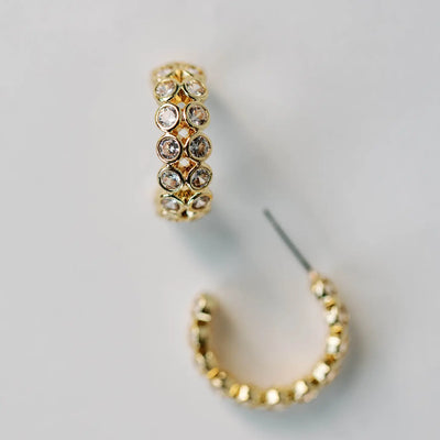 Double Diamond Chunky Gold Hoop Earrings