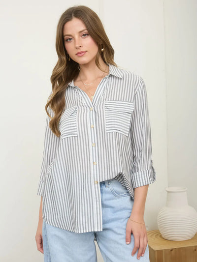 Stripe Collared Lightweight Shirt