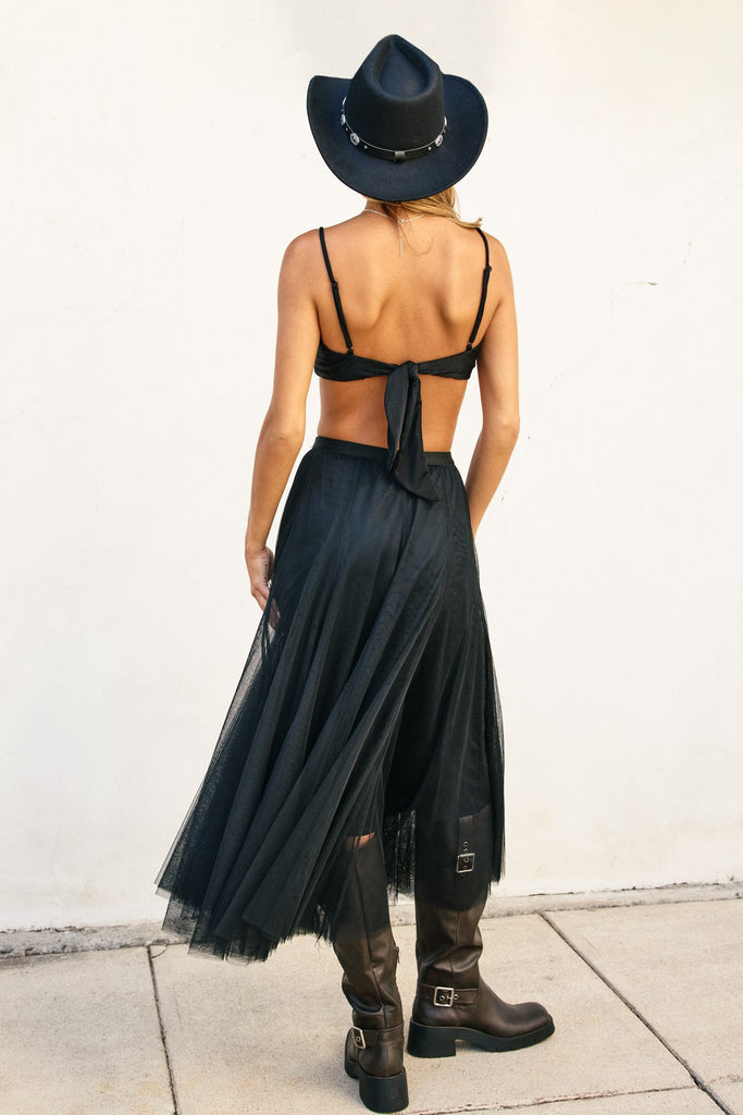 Be Free Mesh Paneled Midi Skirt