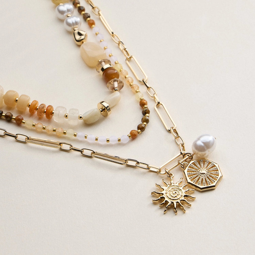 Layered Beaded and Chain Necklace