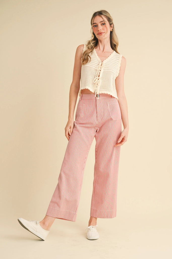 Striped High Waist Wide Leg Pants