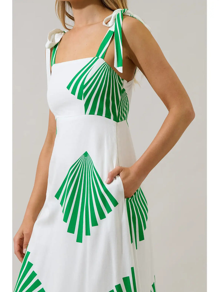 Hendy Shoulder Tie Maxi Dress Fan Breeze