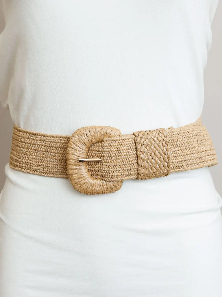 Raffia Stretch Belt Square