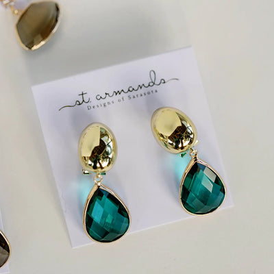 Vintage Chunky Gold and Green Earrings