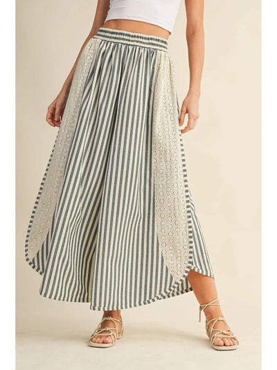 Striped Dolphin Hem Pants