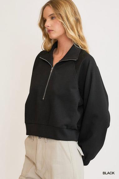 Luxeknit Half Zip Cropped Sweatshirt