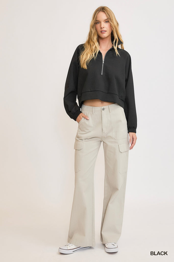 Luxeknit Half Zip Cropped Sweatshirt