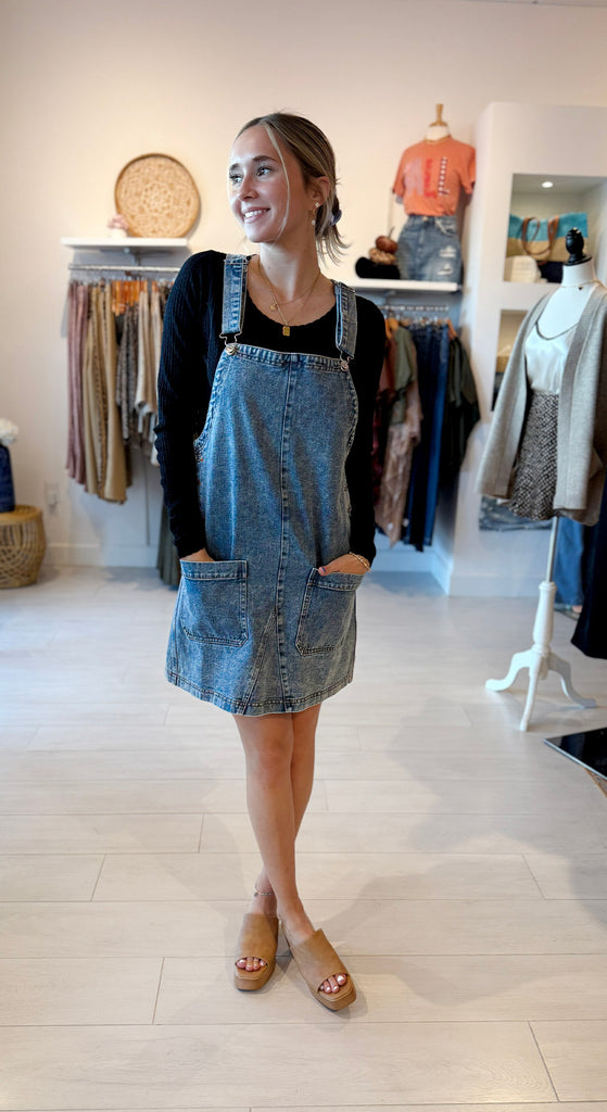 Denim Overall Mini Dress