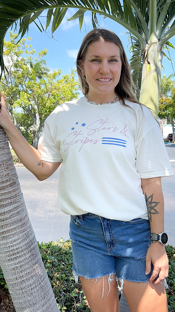 Stars and Stripes Mineral Washed Graphic Top