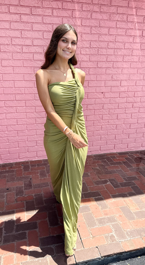 Night Out Twisted Draped Thigh Slit Maxi