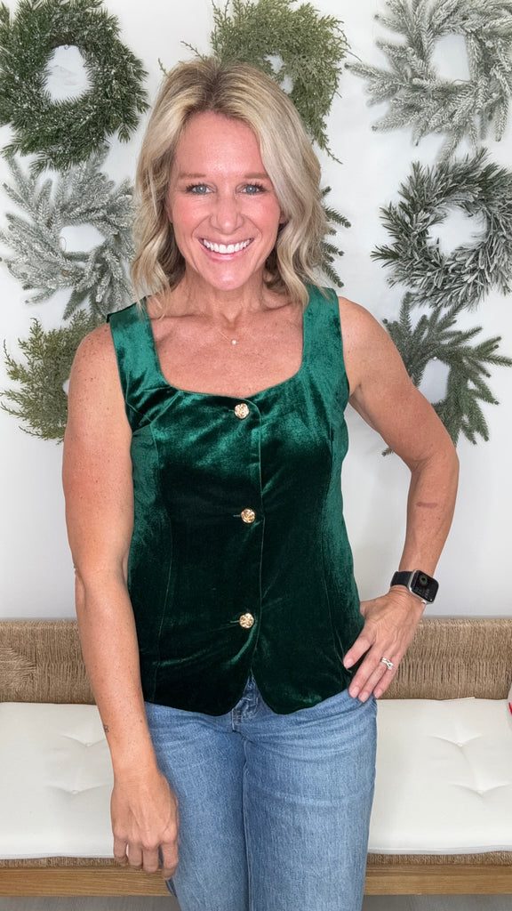 Christmas Holiday Velvet Vest Top