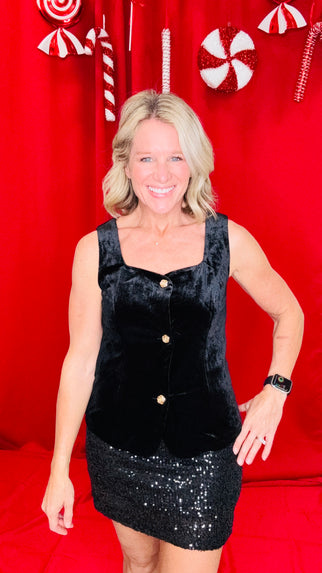 Christmas Holiday Velvet Vest Top