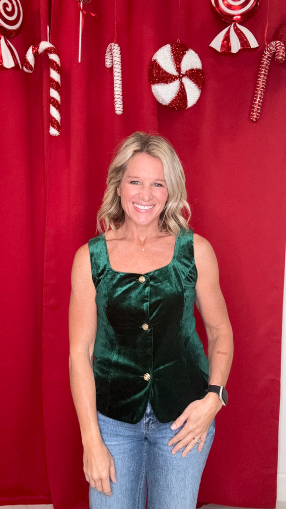 Christmas Holiday Velvet Vest Top
