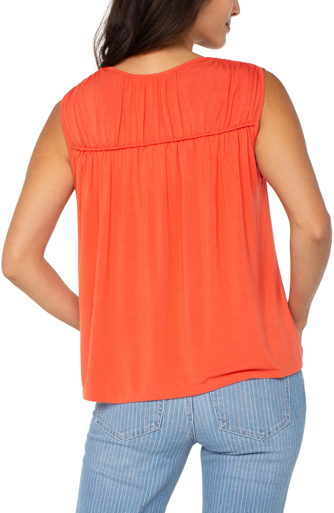 Sleeveless Shirred Detail Knit Top