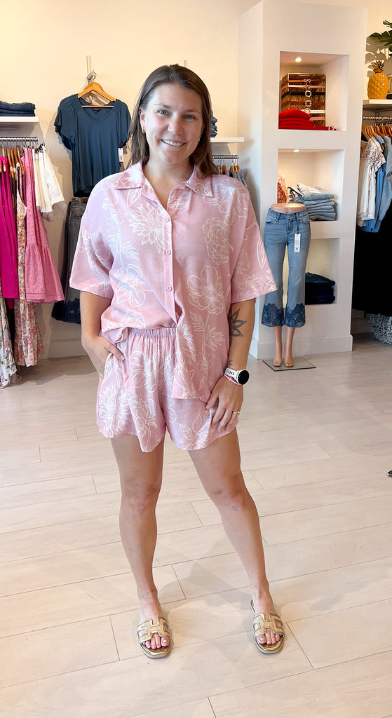 Violet Floral Short Set