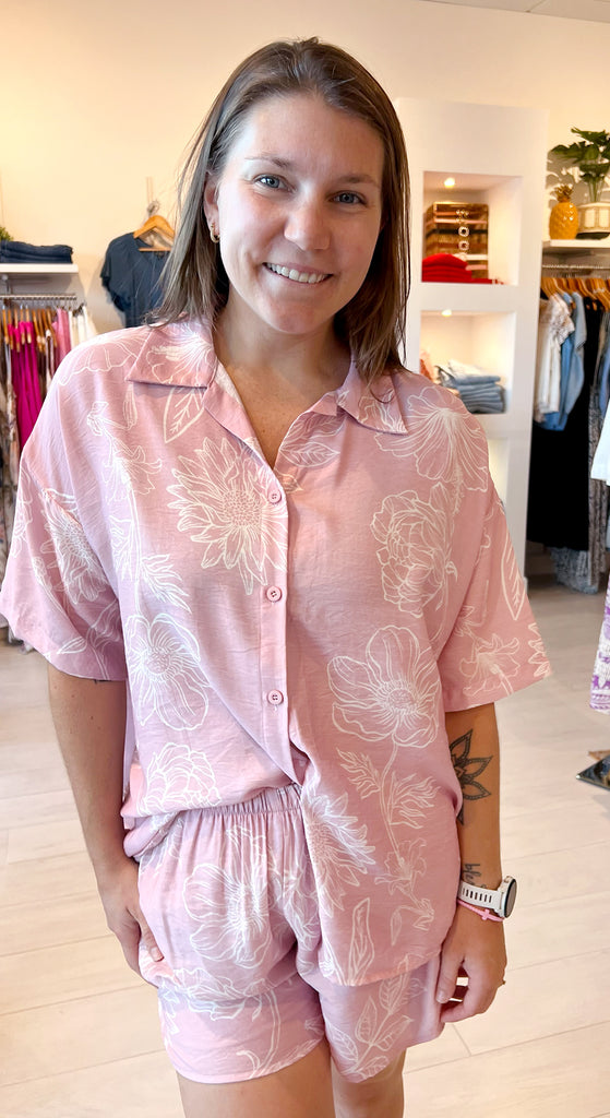 Violet Floral Short Set