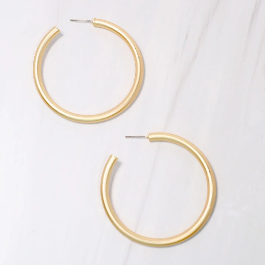 Arden Satin Hoop Earring Matte Gold
