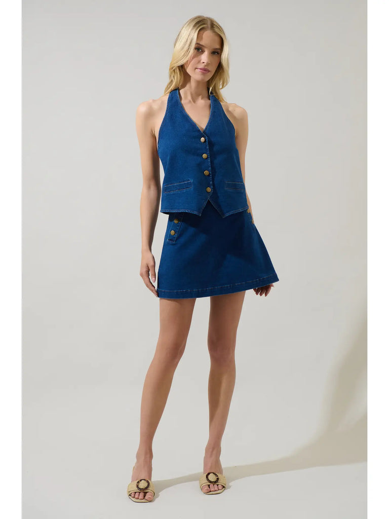 Lavinia Denim Halter Neck Top