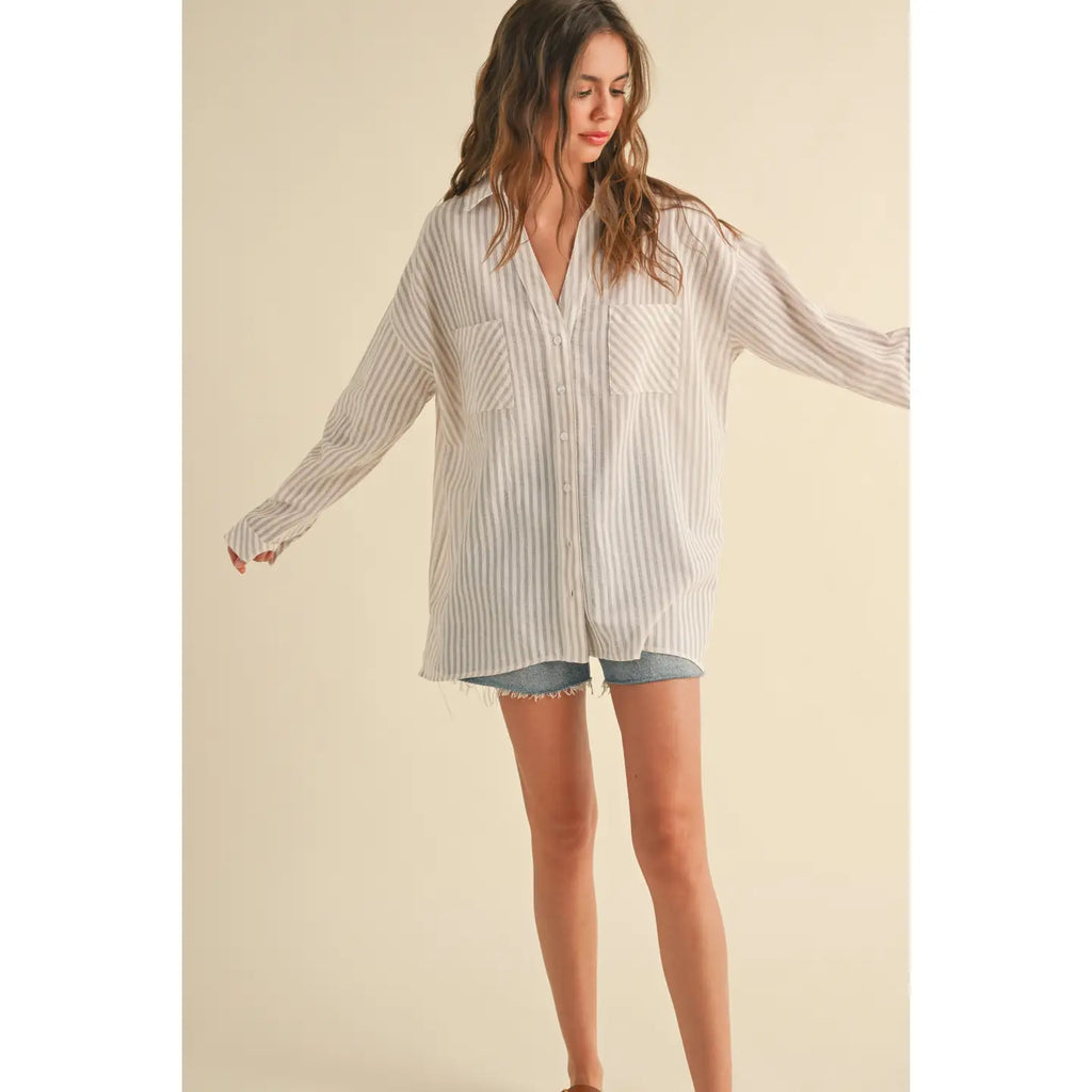 Zara Striped Pattern Button Down Shirts