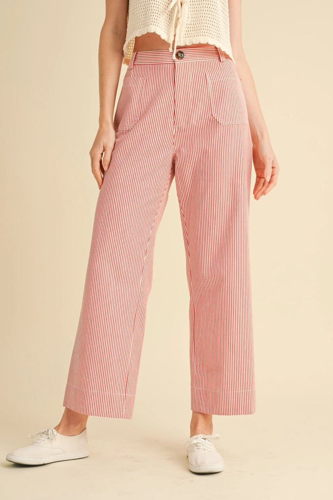 Striped High Waist Wide Leg Pants