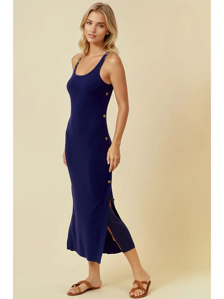Asymmetrical Sweater Ribbed Tank Dress