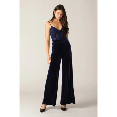 Navy Velvet Jumpsuit