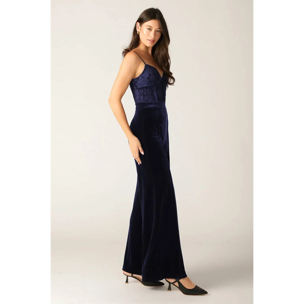 Navy Velvet Jumpsuit