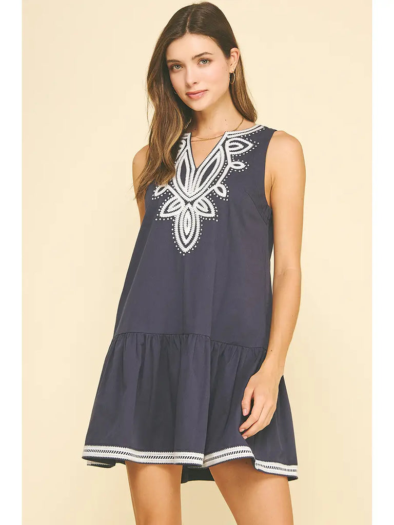 Danielle Embroidered Mini Dress