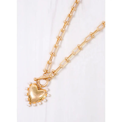 Shapiro Pearl Heart Necklace Gold