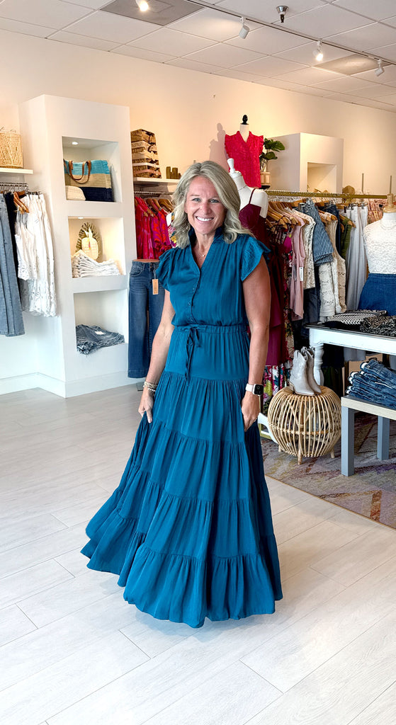 Gia Satin Tiered Dress