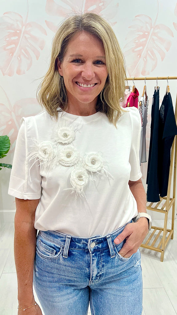 White Flower Detail Top