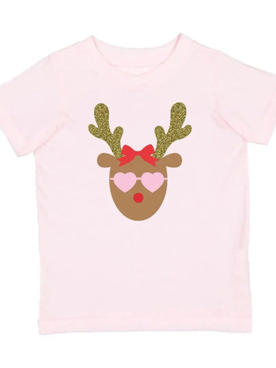 Girly Reindeer Christmas Short Sleeve T-Shirt - Ballet