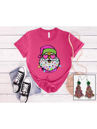 Glitter Santa (Glitter Look) Christmas Tee