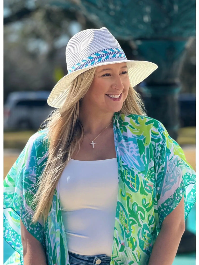 Brigden Hat with Printed Band Ivory